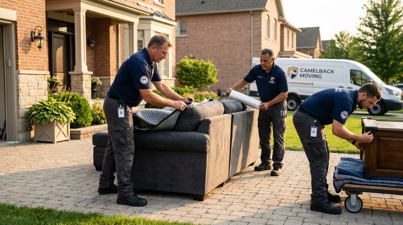 Large estate moving crew wrapping furniture in Jay, OK